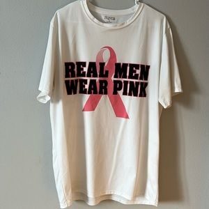 White dry fit men’s t-shirt breast cancer awareness